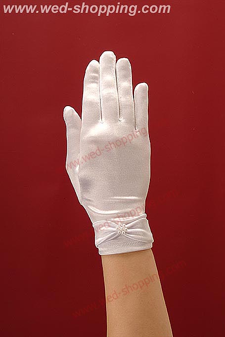 Gants courts avec ruban, blancs ou ivoire