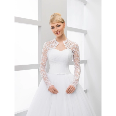 Off-épaule boléro mariage en dentelle manches longues moitié Fermeture dos en boutons Off-épaule boléro mariage en dentelle manches longues moitié Fermeture dos en boutons