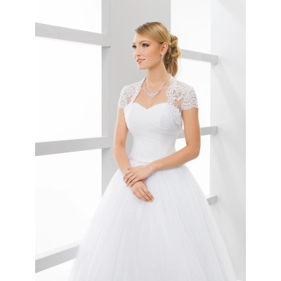 Boléro mariage en dentelle avec paillettes et perles manches courtes Boléro mariage en dentelle avec paillettes et perles manches courtes