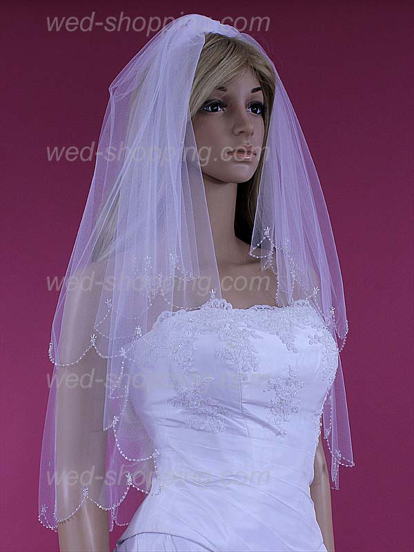 Voile Strass et petites perles bord