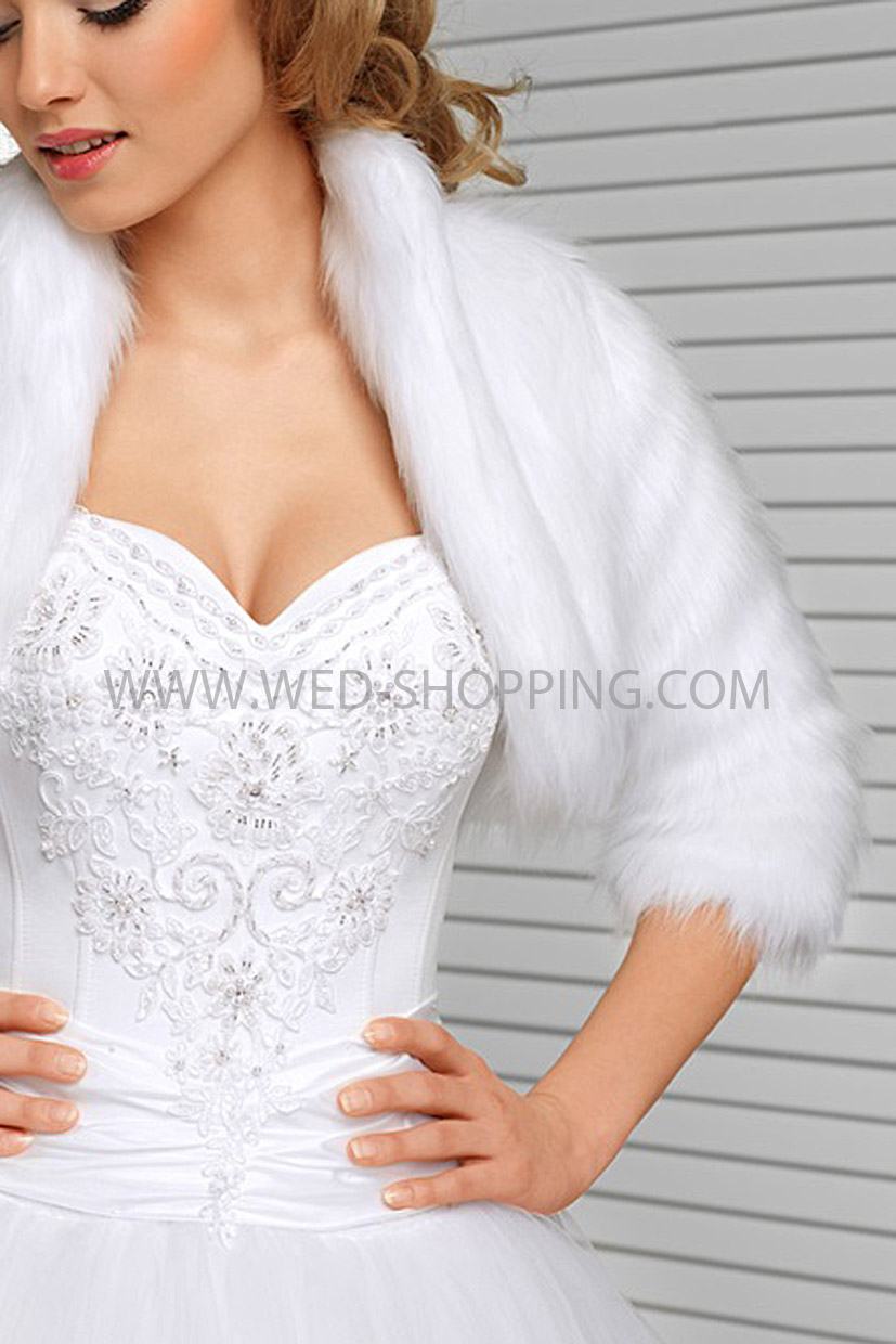 Veste Mariée Boléro Fausse Fourrure Manches Longues - Élégance Pour Mariage Et Cérémonie